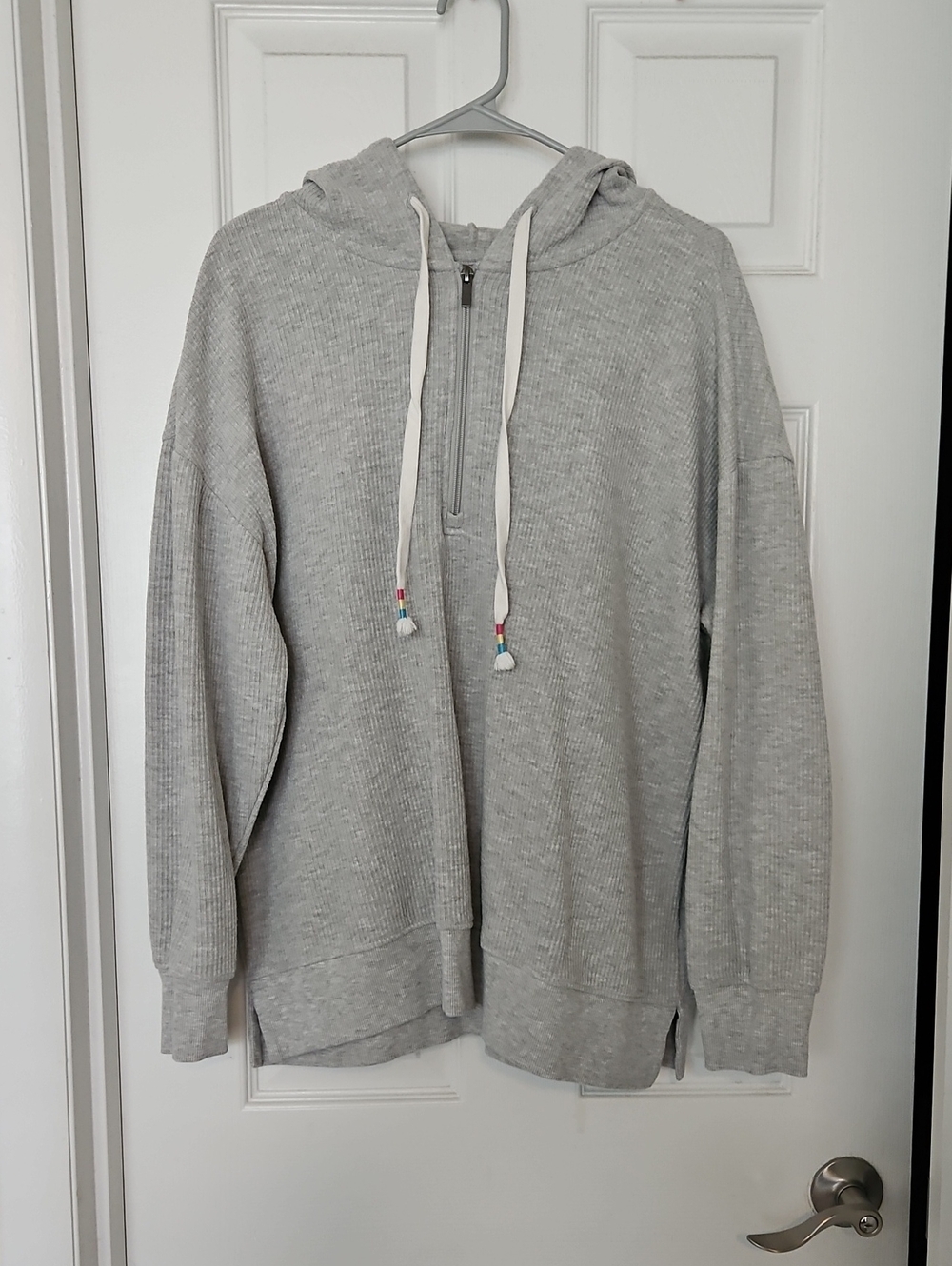Maurices Light Gray Women's Hooded Quarter-Zip Sweater